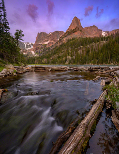 Sunrise Photo of Odessa Lake and Fern Creek with Notchtop Mountain and Little Matterhorn RMNP Colorado