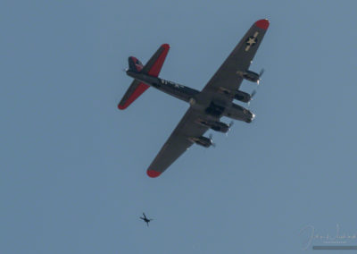 US Air Force Wings of Blue Parachute Team Jumping from B-17G Texas Raiders Bomber