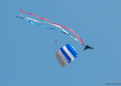 US Air Force Wings of Blue Parachute Demonstration Team Member Executing an Aerial Loop