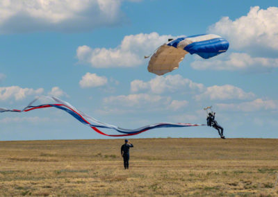 US Air Force Wings of Blue Parachute Demonstration Team Member Landing at Pikes Peak Airshow