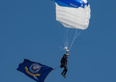 US Air Force Wings of Blue Parachute Team Member Flying the Colors for our US Navy