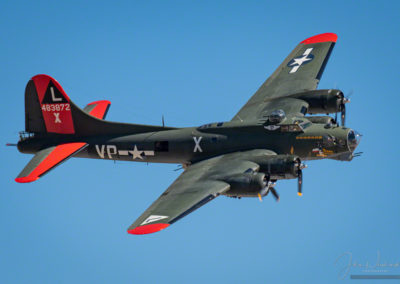 Gulf Coast Wing's B-17G Flying Fortress Bomber “Texas Raiders” doing a low flyby at the Pikes Peak Airshow