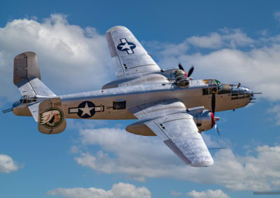 North American B-25 Mitchell Bomber in Flight at Pikes Peak Airshow Colorado Springs