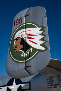 Close up of Tail on North American B-25 Mitchell Bomber on static Display at Pikes Peak Airshow