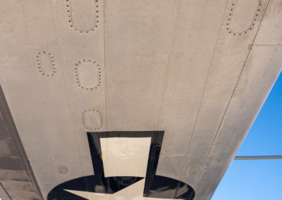 Underside of Wing and Engine on North American B-25 Mitchell Bomber on static Display at Pikes Peak Airshow Colorado Springs