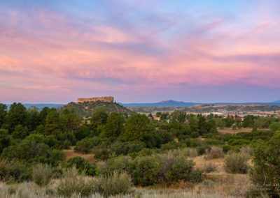 Pink and Purple Sunrise Colors over Castle Rock Colorado