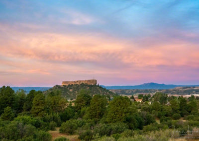 Pink, Purple, Yellow Sunrise Colors over Castle Rock Colorado