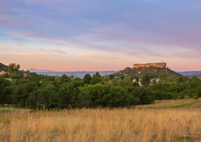 Pastel Sunrise Colors over Castle Rock Colorado and Pikes Peak