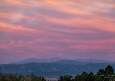 Purple Magenta Skies and High Wispy Clouds over the Colorado Front Range at Sunrise