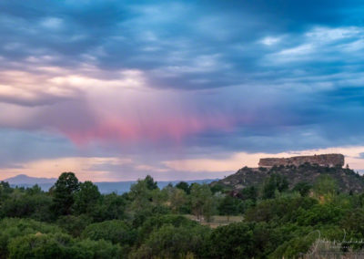 Strands of Purple Colored Virga at Sunrise over Castle Rock Colorado