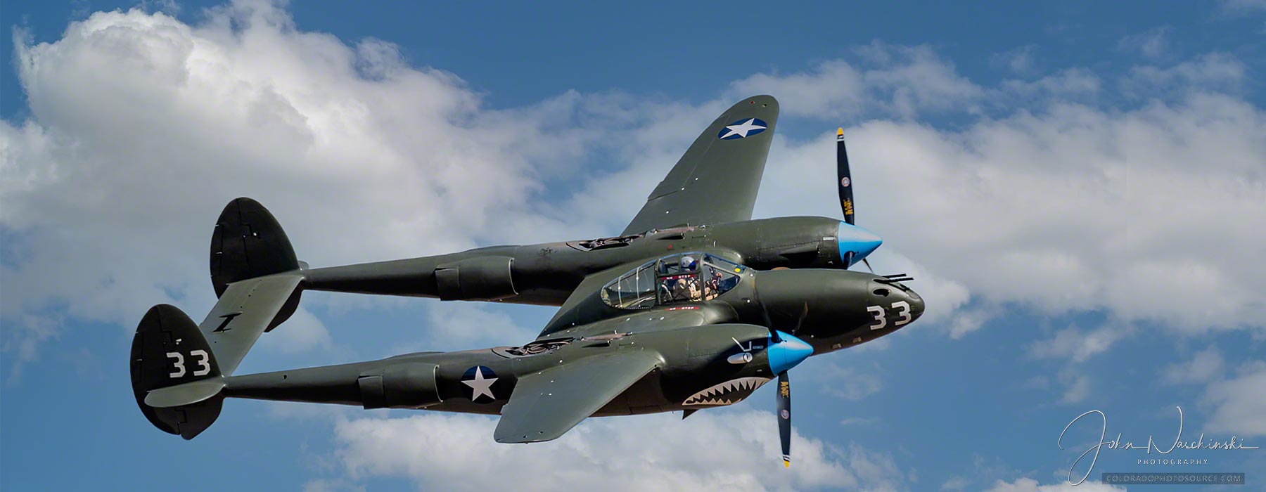 The Lockheed P-38 Lightning In Flight