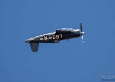 Peak of Inverted Flight of Brewster F3A Corsair at Pikes Peak Airshow in Colorado Springs