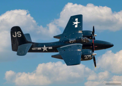 In Flight Side View of 1945 Grumman F7F-3 Tigercat at Colorado Springs Airshow