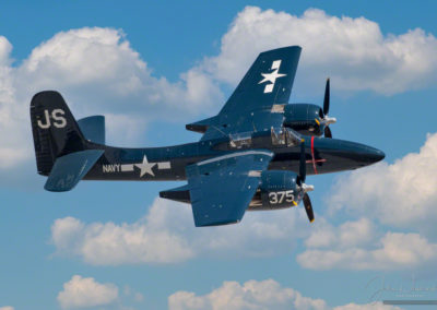 In Flight Side View of 1945 Grumman F7F-3N Tigercat at Colorado Springs Airshow