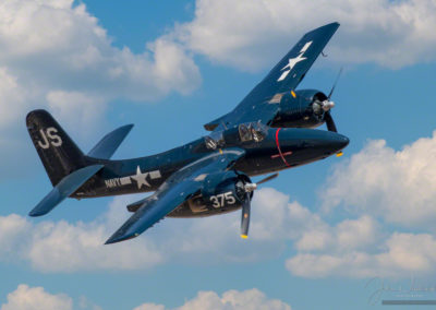 Close Up in Flight Photo of 1945 Grumman F7F Tigercat at Colorado Springs Airshow