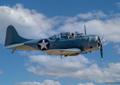 Close Up Photo SBD Dauntless A-24 Banshee in Flight at Colorado Springs Airshow