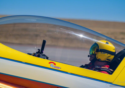Rocky Mountain Renegades Steve Bergevin taxing his Giles G-202 at Pikes Peak Regional Airshow