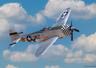 Close Aerial Pass of The Republic P-47 Thunderbolt Juggernaut WWII Warbird at Colorado Springs Airshow