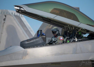 Lt. Col. Paul “Loco” Lopez Pilot and Commander of F-22 Raptor Demonstration Team Reviewing Checklist