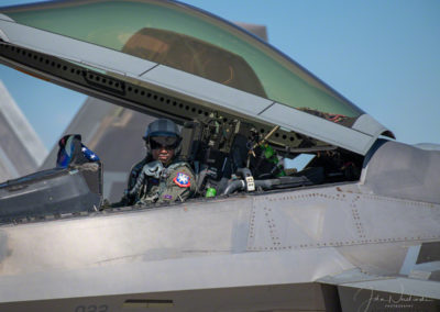 Close Up of Lt. Col. Paul “Loco” Lopez in F-22 Cockpit