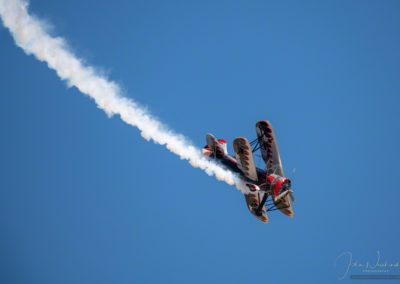 Close Up of Kyle Franklin Dracula Custom Biplane Aerial Acrobatics at Colorado Springs Airshow