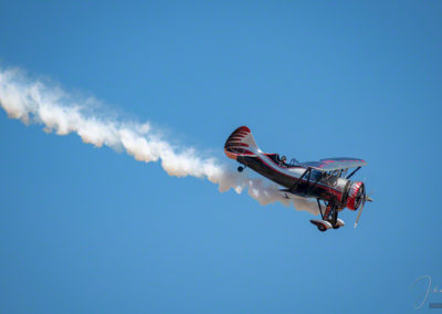 Close Up of Kyle Franklin Dracula Biplane Aerial Acrobatics at Colorado Springs Airshow