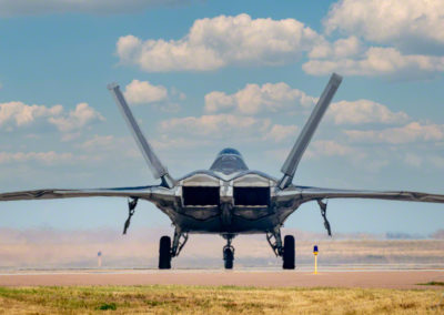 View of F-22 Pratt & Whitney Twin Engines on Runway