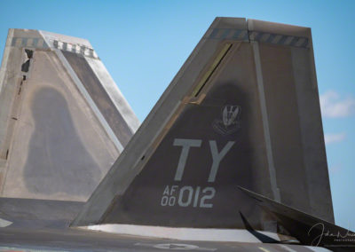 Close up of Y Tail fin on F-22