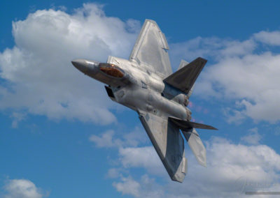 After Burners Visible in Tight Turn by F-22 Raptor at Colorado Springs Airshow