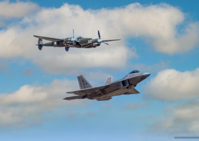 Heritage Flight Pictures of USAF F-22 Raptor and P-38 Lighting at Colorado Springs Airshow