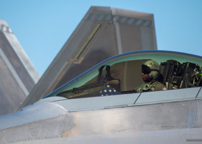 Lt. Col. Paul “Loco” Lopez in Cockpit after flight - The pilot and commander of the F-22 Raptor Demonstration Team