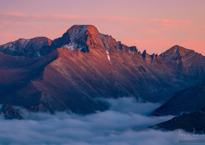Sunset Photos of Longs Peak & Glacier Gorge During Weather Inversion