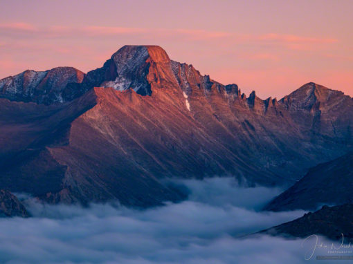 Sunset Photos of Longs Peak & Glacier Gorge During Weather Inversion