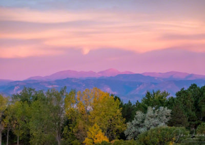Fall Colors with Purple Sunrise View of Mt Evans
