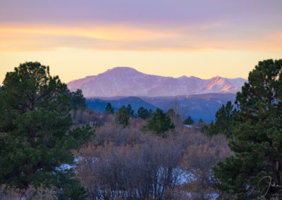 Dusting of Snow on Pikes Peak in this Fall Photo taken from Castle Rock