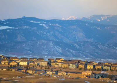New Home Community in Castle Rock with Dusting of Snow on the Front Range