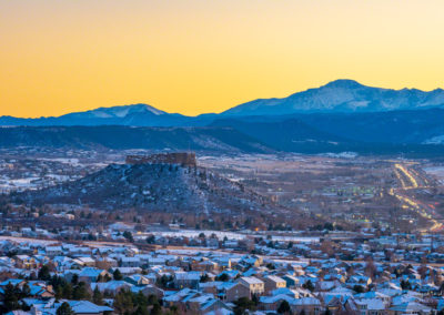 Sunset Photo of The Rock and Pikes Peak Before Starlighting Event