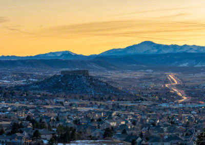 Warm Sunset Photo of Castle Rock CO Valley and I-25