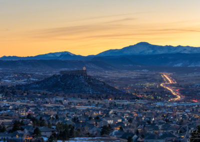 Sunset Photo of Castle Rock CO Valley Pikes Peak and I-25