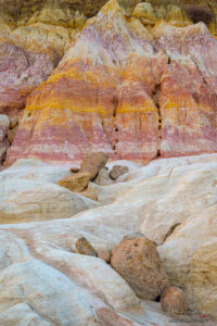 Brightly colored bands, caused by oxidized iron compounds at Colorado Paint Mines