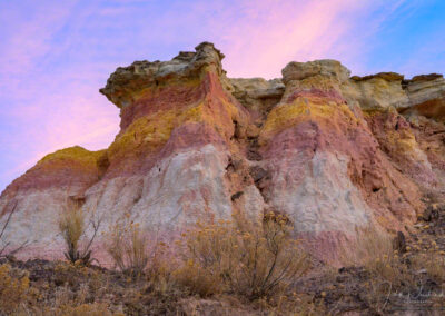 A few Brightly colored bands, caused by oxidized iron compounds at Paint Mines