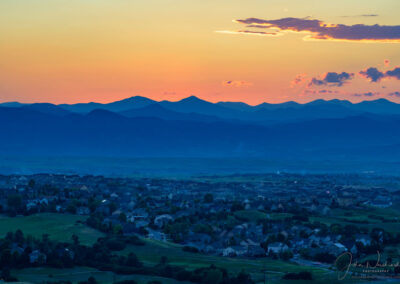 Beautiful Sunset over Castle Rock CO Red Hawk Ridge Golf Course