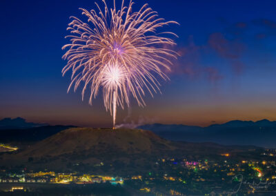 Firework Show over Castle Rock CO Red Hawk Ridge Golf Course