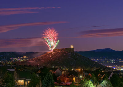 Vertical Photo of Castle Rock Colorado 2024 Starlighting Fireworks