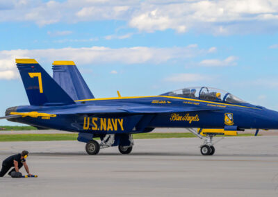 Crew Signals Blue Angel F/A-18F for Take off on Hot Ramp