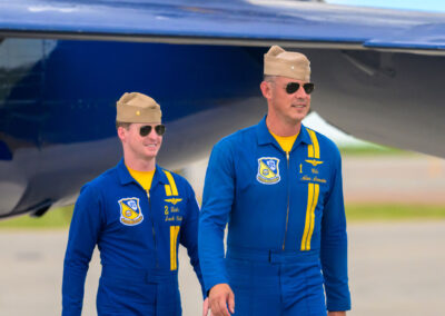 Blue Angle Pilots make their ceremonial walk from jet to jet to join their team